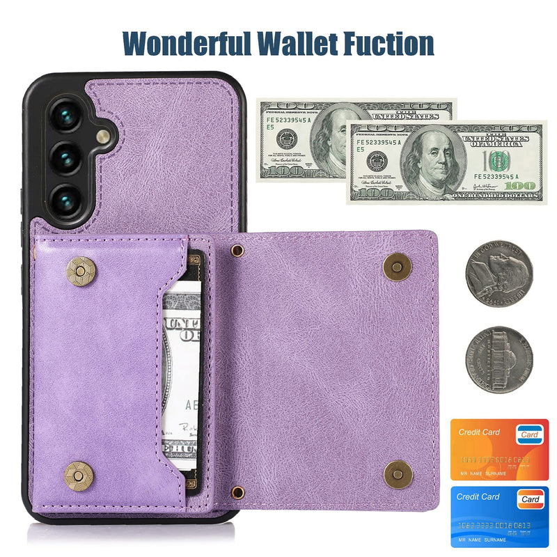  [AUSTRALIA] - CCSmall for Samsung Galaxy A54 5G Crossbody Wallet Case for Women, Bling Glitter PU Leather Phone Case with RFID Blocking Card Holder Cover for Samsung Galaxy A54 5G SZ Purple