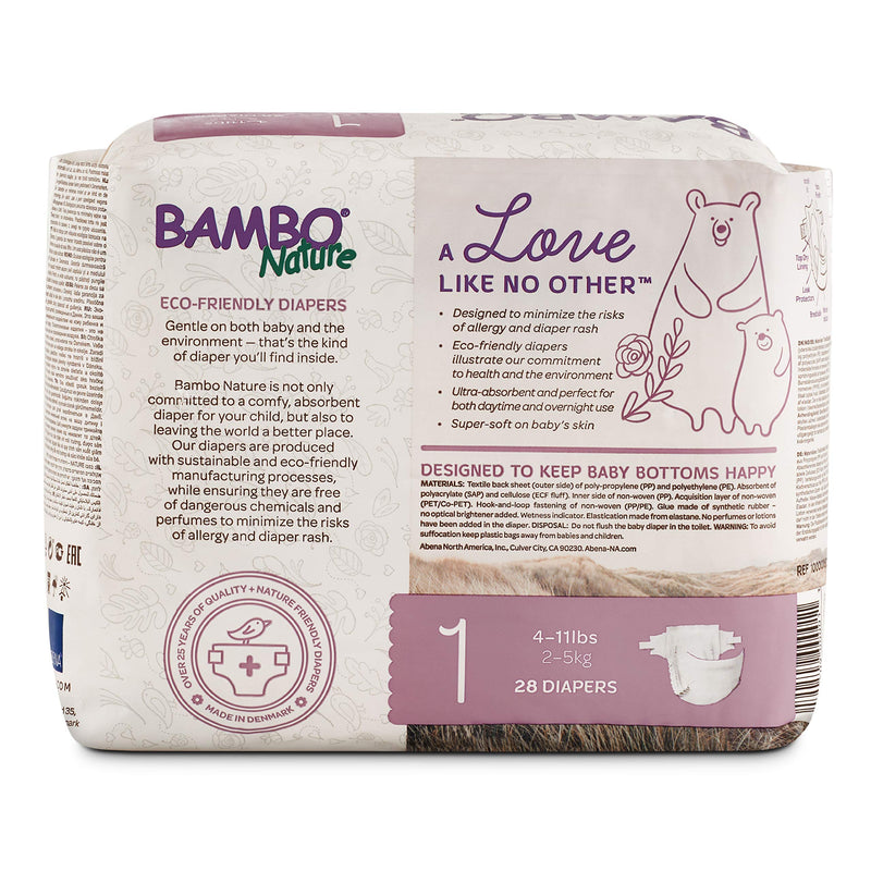 Bambo Nature Premium Baby Diapers, Size 1 (4-11 Lbs), 28 Count, Multi-Colored Size 1 (28 Count) - LeoForward Australia
