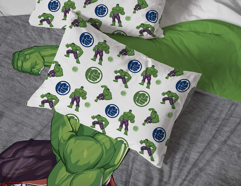  [AUSTRALIA] - Jay Franco Marvel Hulk Fist Full Sheet Set - 4 Piece Set Super Soft and Cozy Kid’s Bedding - Fade Resistant Microfiber Sheets (Official Marvel Product)