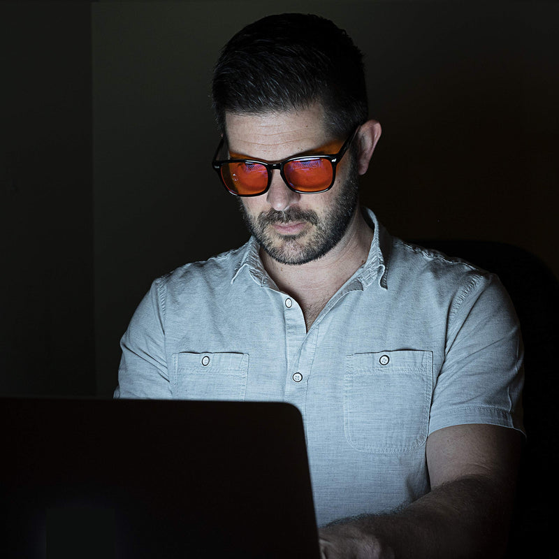  [AUSTRALIA] - 99.9% Blue Light Glasses - Computer Glasses - eSports Gaming Glasses Use Anti-Glare & Anti-Fatigue Filters to Help You Sleep Better, Stop Eye Strain, Headaches & Migraines to Look, Feel & Live Better Orange Wayfarer