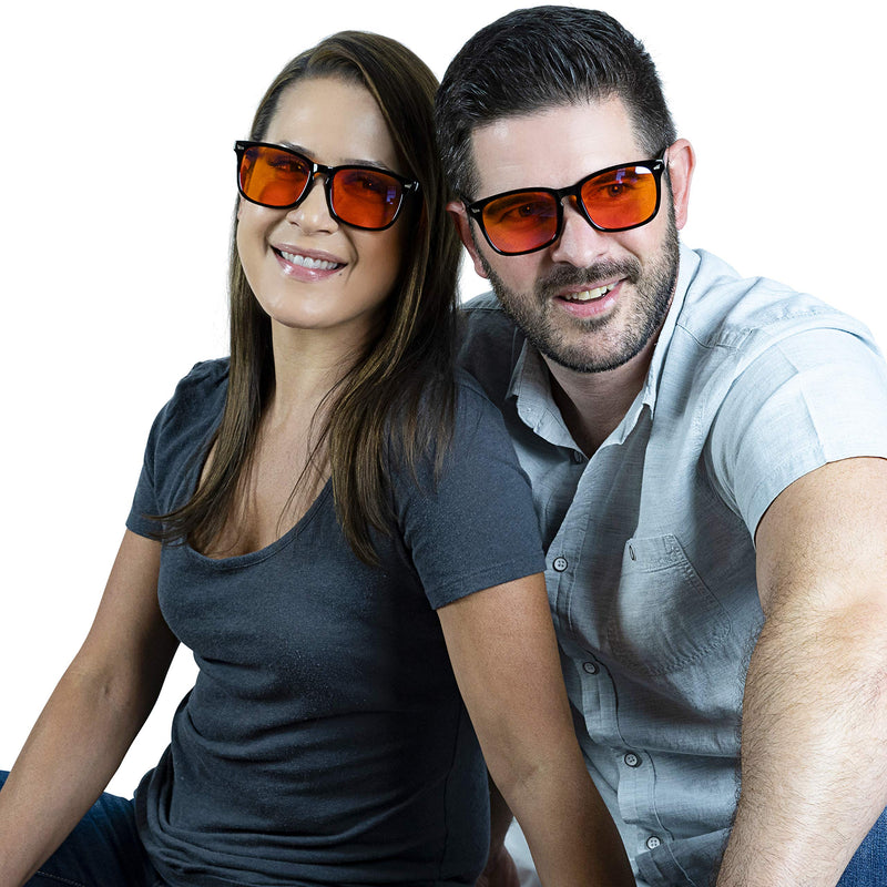  [AUSTRALIA] - 99.9% Blue Light Glasses - Computer Glasses - eSports Gaming Glasses Use Anti-Glare & Anti-Fatigue Filters to Help You Sleep Better, Stop Eye Strain, Headaches & Migraines to Look, Feel & Live Better Orange Wayfarer