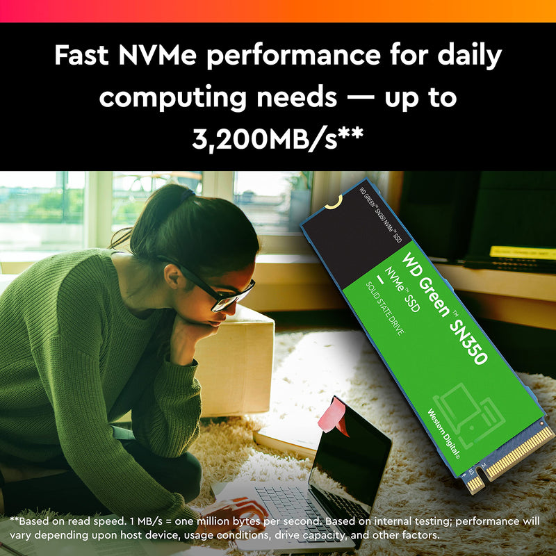  [AUSTRALIA] - Western Digital 500GB WD Green SN350 NVMe Internal SSD Solid State Drive - Gen3 PCIe, M.2 2280, Up to 2,400 MB/s - WDS500G2G0C