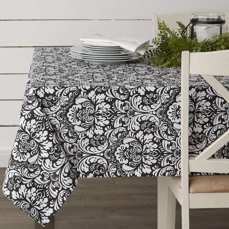  [AUSTRALIA] - DII CAMZ35275 Cotton Tablecloth for for Dinner Parties, Weddings & Everyday Use, 70" Round, Damask Black