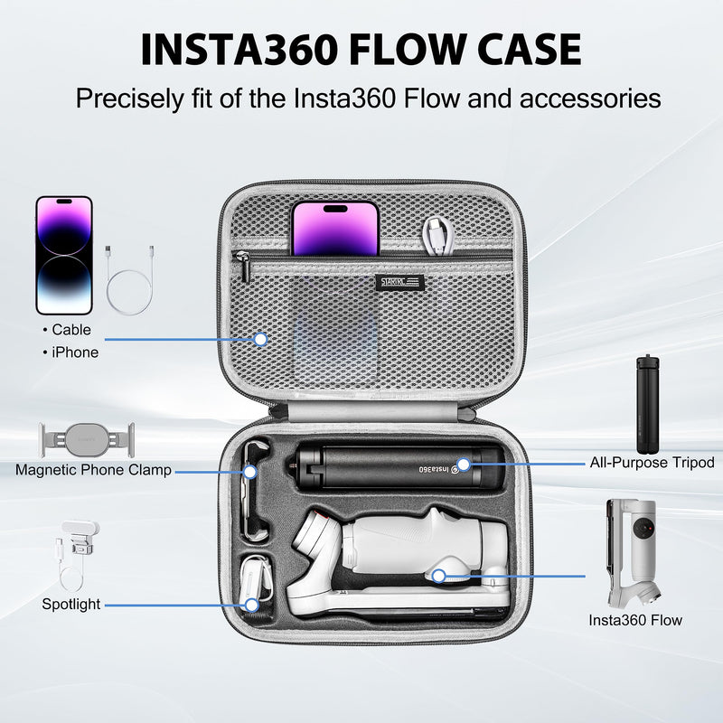  [AUSTRALIA] - Tomat Carrying Case for Insta360 Flow Accessories, Hard Shell Bag Travel Case Compatible with Insta360 Flow- AI-Powered Smartphone Stabilizer