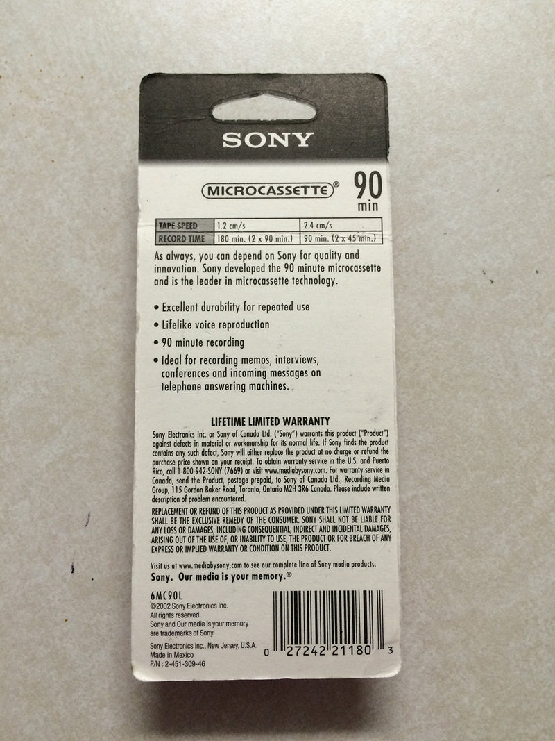  [AUSTRALIA] - SONY mc90 Microcassette Audio Tapes 6 pack