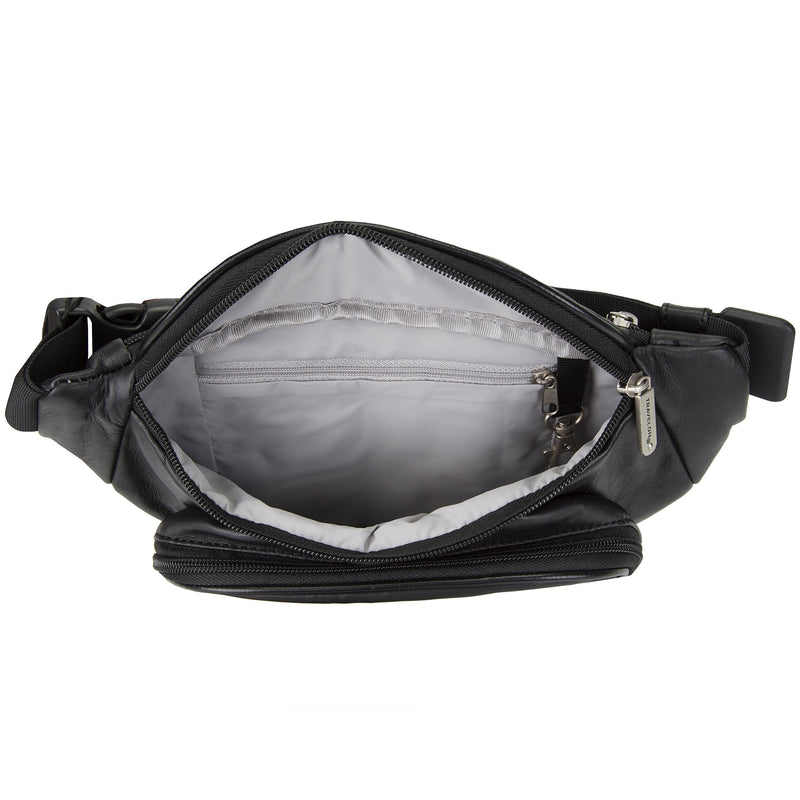 Travelon: RFID Blocking Leather Waist Pack - Black - LeoForward Australia