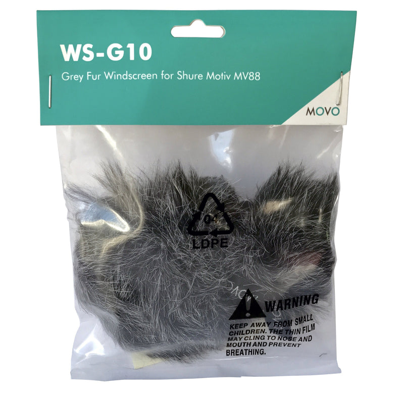  [AUSTRALIA] - Movo WS-G10 Furry Outdoor Microphone Windscreens - Custom Fit for Shure Motiv MV88 iOS Microphone - 2 Pack (Nesting)