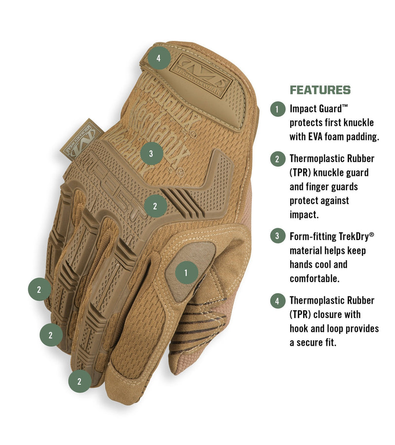  [AUSTRALIA] - Mechanix Wear: M-Pact Coyote Tactical Work Gloves - Touch Capable, Impact Protection, Absorbs Vibration (Large, Coyote Brown) Large