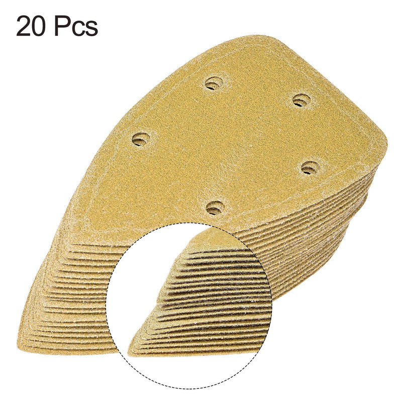  [AUSTRALIA] - uxcell 5 Holes Triangle Sandpaper 100 Grits (P100) Medium Abrasive 5.5-Inch Aluminum Oxide Sanding Sheets Hook and Loop Backed 20pcs