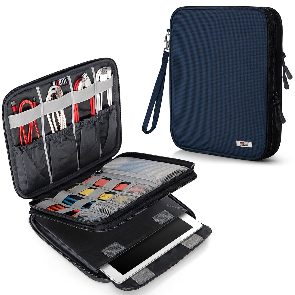  [AUSTRALIA] - BUBM Electronic Organizer, Travel Cable Organizer Cord Bag for Earphone, USB, Phone, Memory Card and More, Compatible with Up to 9.7" iPad or Tablet (X-Large, Dark Blue) X-Large