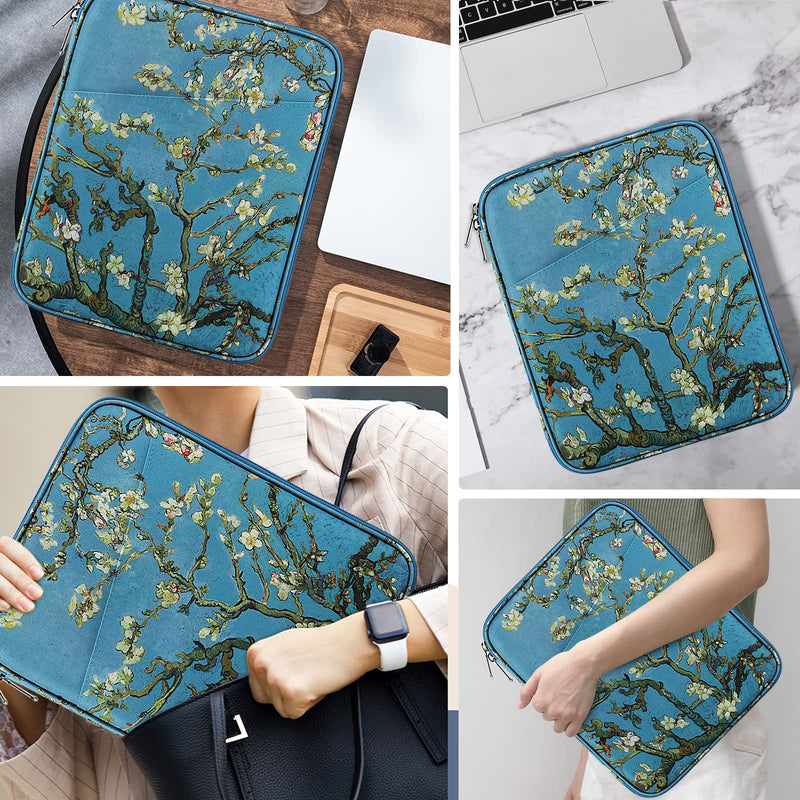  [AUSTRALIA] - MoKo 9-11 Inch Tablet Sleeve Bag Fits iPad air 5 10.9" 2022,iPad Pro 11 M2 2022-2018, iPad 10th 10.9 2022, Air 4 10.9, Galaxy Tab S8/A8/A7 2022, Handle Carrying Case with Shoulder Strap,Apricot Flower Apricot Flower