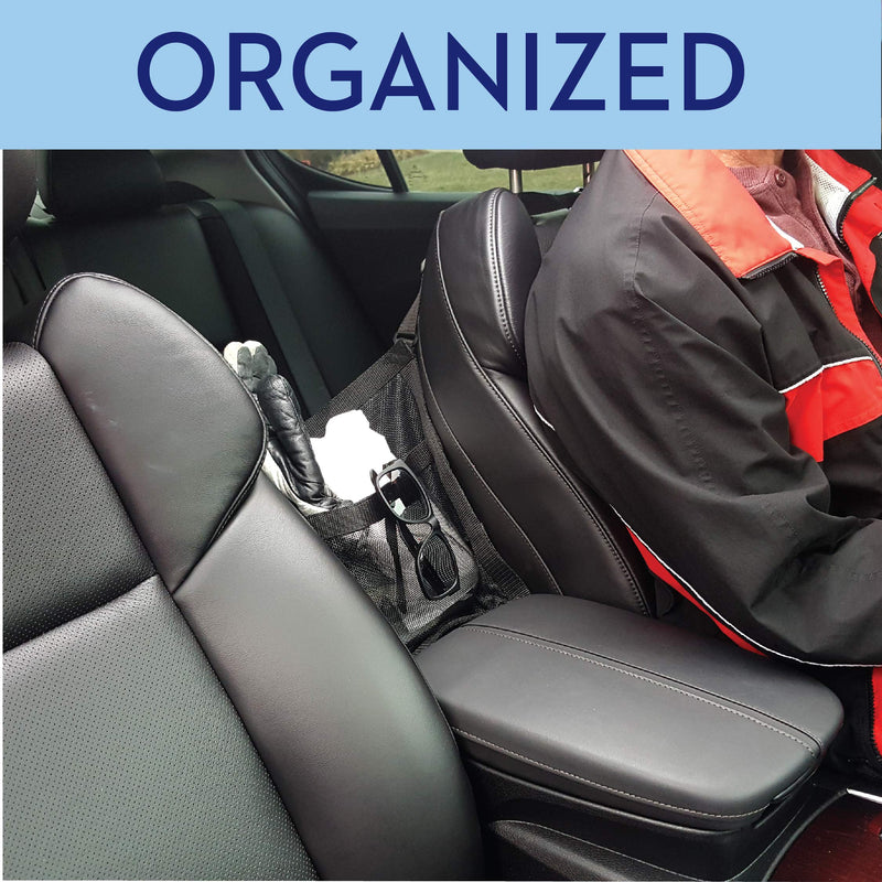  [AUSTRALIA] - Car Cache - Handbag Holder: Car Purse Storage & Pocket (for Smaller Items) - Helps as Dog Barrier, Too! Original Invention, Patented Black