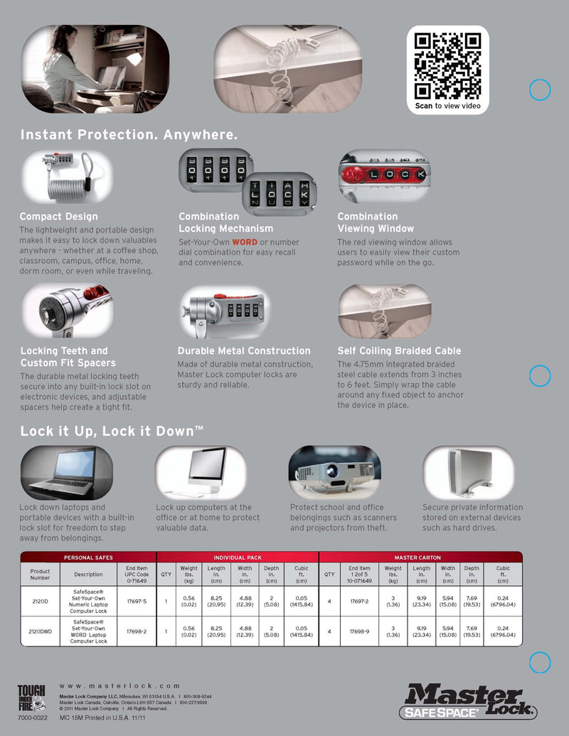 Master Lock 2120DWD Password Laptop Computer Lock - LeoForward Australia