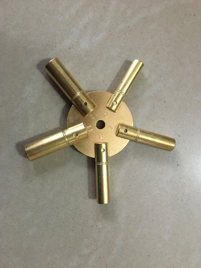 [AUSTRALIA] - Large - 10-Size Solid Brass Clock Winding Keys - 5 Odd & 5 Even Sizes 4 to 13 from Brass Blessing (5188)