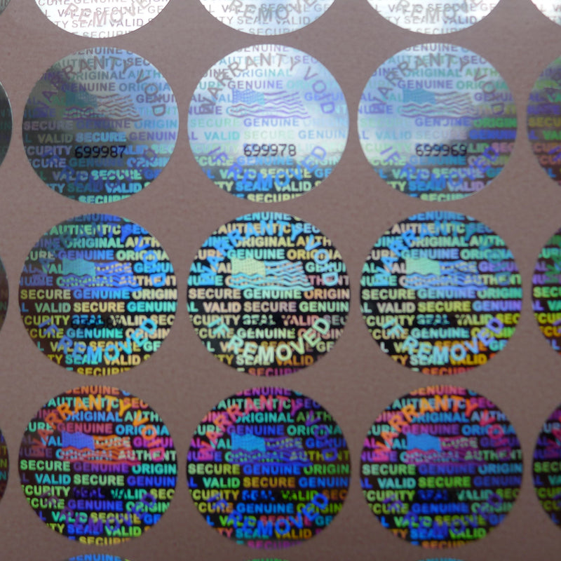 100 Round Bright Silver Hologram Sequentially Numbered Tamper Evident Security Labels/Stickers - LeoForward Australia