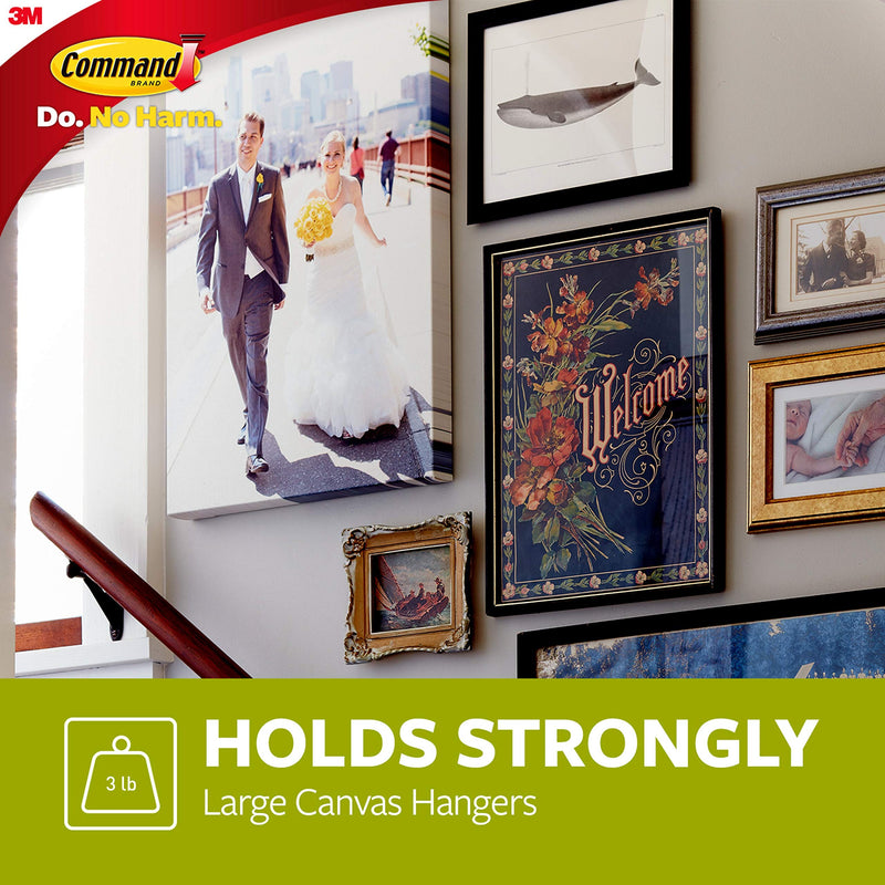  [AUSTRALIA] - Command Large Canvas Hanger, 1-Hanger, 2-Strips, Holds up to 3 lbs, Indoor Use, Decorate Damage-Free 1 Hook