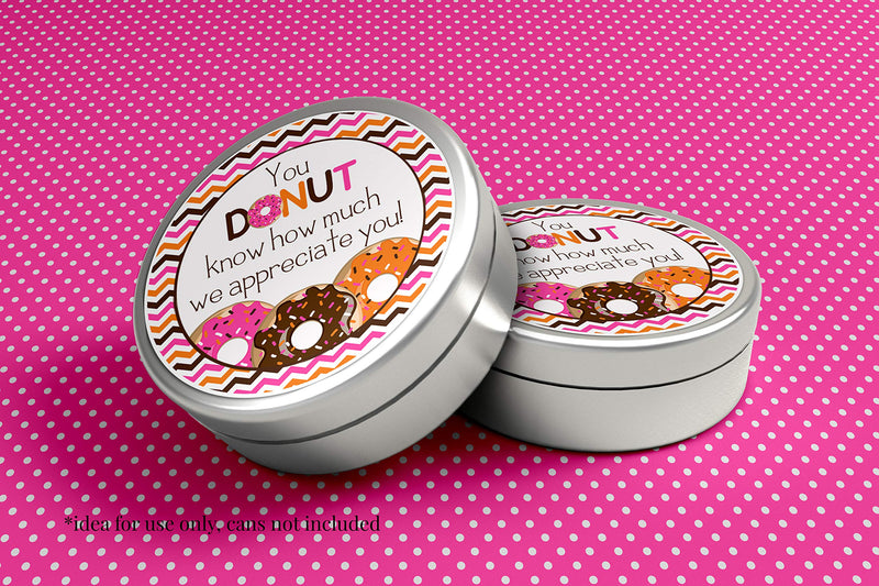 “Donut Know” Teacher, Staff, or Employee Appreciation Thank You Sticker Labels, 40 2" Party Circle Stickers by AmandaCreation, Great for Envelope Seals & Gift Bags - LeoForward Australia