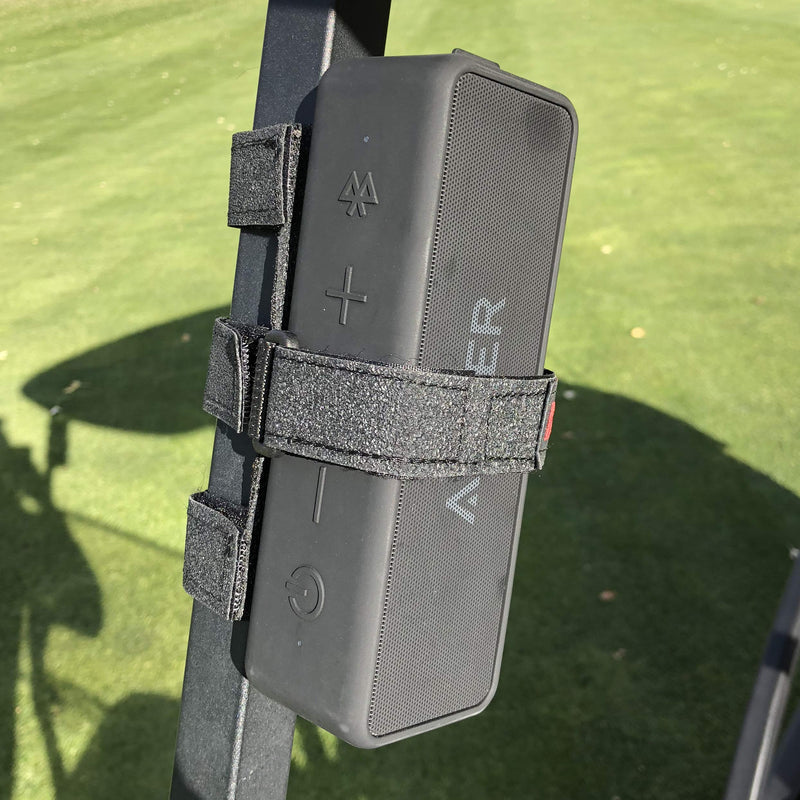  [AUSTRALIA] - The Original Bushwhacker Portable Speaker Mount for Golf Cart Railing - Adjustable Strap Fits Most Bluetooth Wireless Speakers Attachment Accessory Holder Bar Rail
