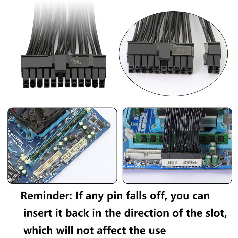  [AUSTRALIA] - GELRHONR PSU Power Supply 24-pin ATX Motherboard Splitter Cable,24pin(20+4) for Dual ATX Motherboard Extension Cable PSU Female to Male Y Adapter Cable -1Ft