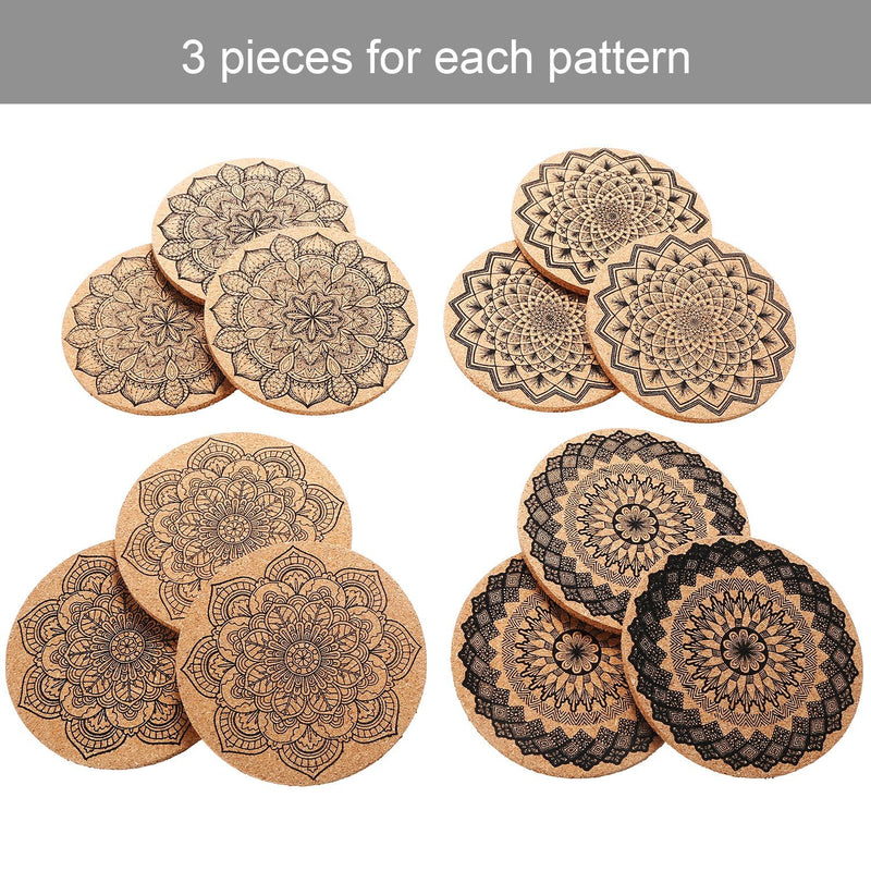  [AUSTRALIA] - Tatuo 12 Pieces Cork Coasters for Drinks Absorbent Reusable Cup Mat Drink Coaster for Home Restaurant Office and Bar, 4 Inches