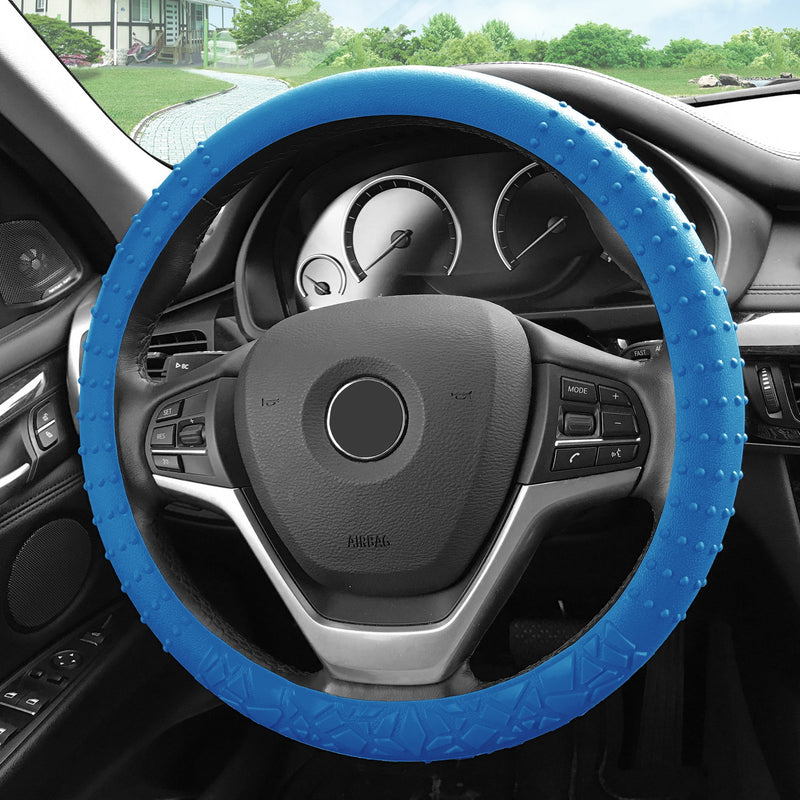  [AUSTRALIA] - FH Group FH3002DARKBLUE Dark Blue Steering Wheel Cover (Silicone W. Nibs & Pattern Massaging grip Wheel Cover Blue Color-Fit Most Car Truck Suv or Van)