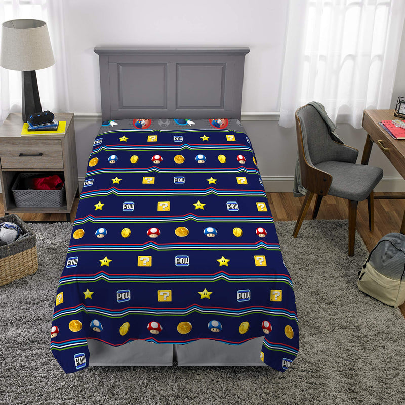  [AUSTRALIA] - Franco Kids Bedding Soft Sheet Set, 3 Piece Twin Size, Super Mario