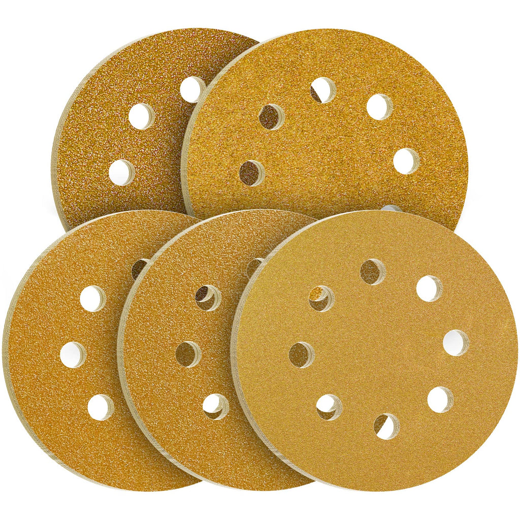  [AUSTRALIA] - Sanding discs 125 mm Velcro sandpaper mixed grit 40/60/80/120/240 8 holes for eccentric sanders (100 pieces) mixed grit
