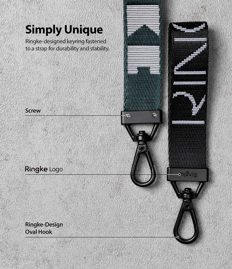  [AUSTRALIA] - Ringke Key Ring Strap Compatible with Earbuds, Keys, Cameras & ID QuikCatch Keyring Lanyard - Lettering Black