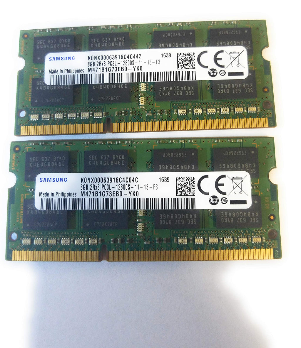  [AUSTRALIA] - Samsung 16GB (2 x 8GB) 204-pin SODIMM, DDR3 PC3L-12800, 1600MHz ram Memory Module for laptops (M471B1G73EB0-YK0 x 2)