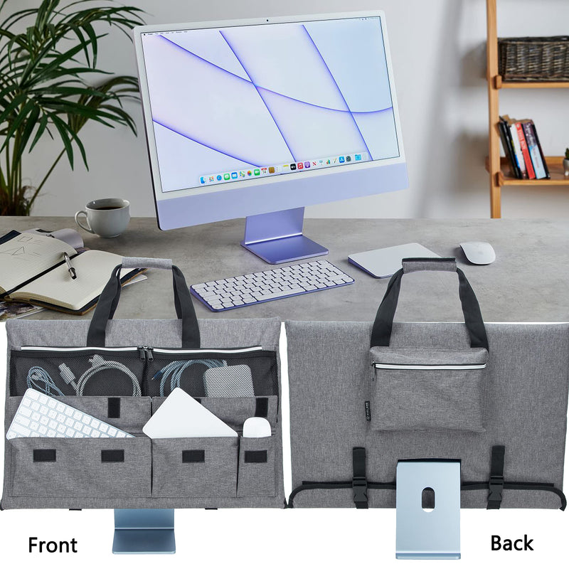  [AUSTRALIA] - KISLANE Travel Carrying Case for 24’’ iMac Desktop Computer, Protective Storage Bag for iMac Monitor Dust Cover with Carry Handle for 24 inch iMac Screen and Accessories (Grey) Grey