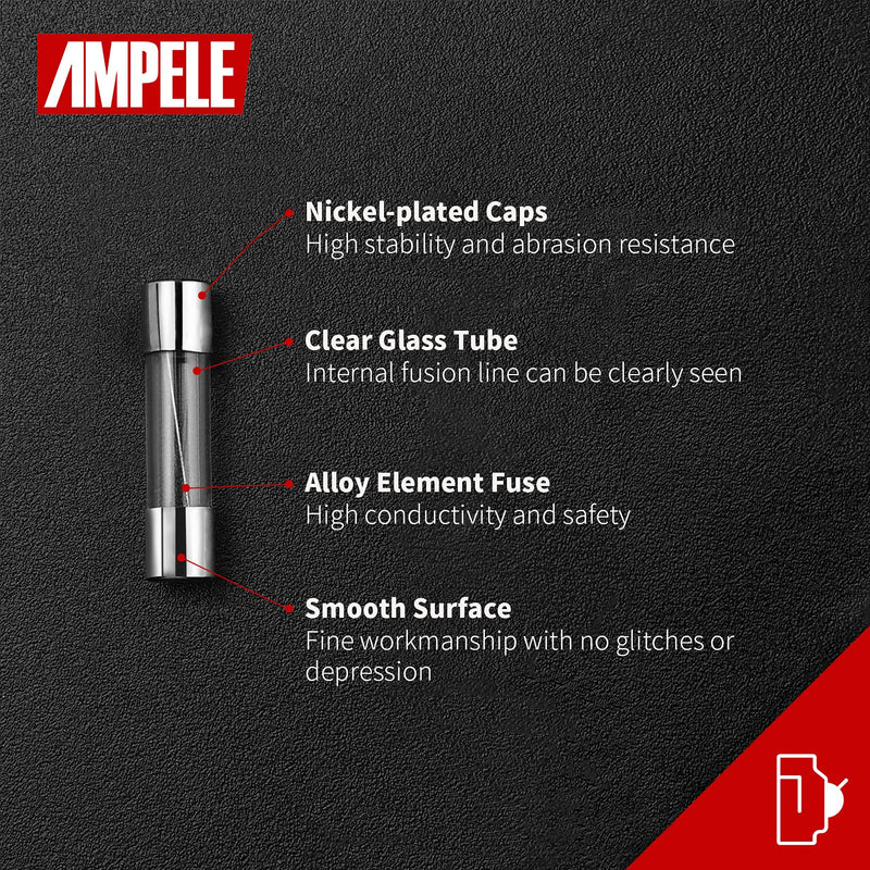  [AUSTRALIA] - AMPELE (Pack of 20) 0.5A Fast-Blow Fuse 0.5Amp 250V Glass Fuses 0.2 x 0.78 inch/5 x 20 mm (0.5Amp)(F0.5AL)