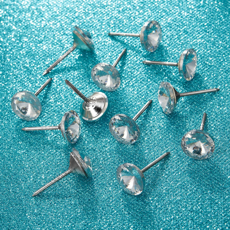  [AUSTRALIA] - Zonon Diamond Crystal Upholstery Nails Tacks Crystal Furniture Tacks Crystal Head Thumb Tacks Decorative Push Pins for Furniture Sofa Headboards Cork Board (50 Pieces,16 mm) 50 16 mm