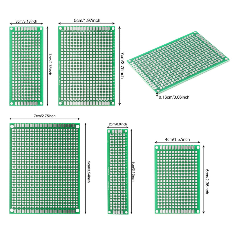  [AUSTRALIA] - DEYUE 40PCs PCB Double-Sided Prototyping PCBs Circuit Boards Kit | 5 Size Universal untraced Perforated Printed Circuits Boards | Solder-able Circuit Protoboards for DIY Soldering Electronic Projects