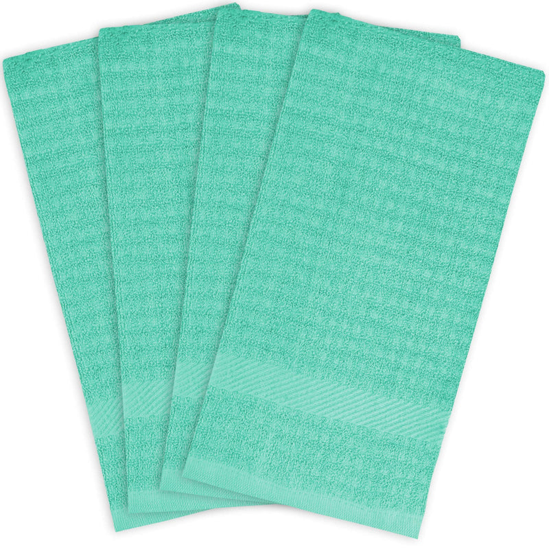  [AUSTRALIA] - DII Cotton Waffle Terry Dish Towels, 15 x 26" Set of 4, Ultra Absorbent, Heavy Duty, Drying & Cleaning Kitchen Towels-Aqua 15x26" Aqua