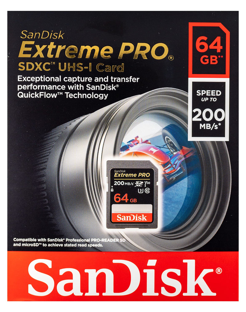  [AUSTRALIA] - SanDisk 64GB SDXC SD Extreme Pro Memory Card Bundle Works with Canon EOS Rebel T5, T5i, T6, T6i, T7, T7i Digital DSLR Camera 4K (SDSDXXU-064G-GN4IN) Plus 1 Everything But Stromboli Multi-Slot Reader
