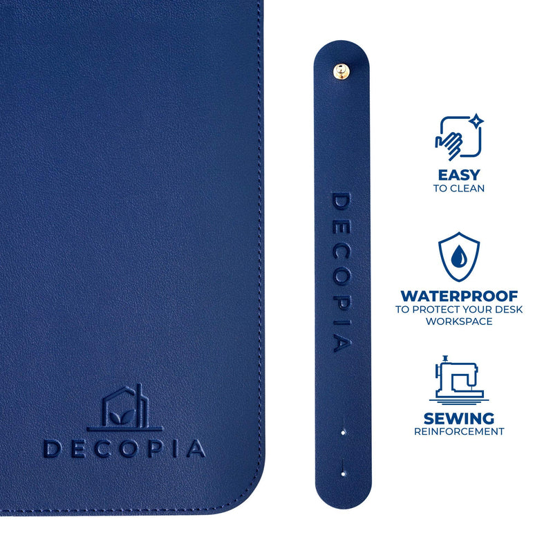 DECOPIA Desk Mat-Office Mouse Pad with Anti-Slip Suede Bottom31.5x15.7-inch Desk Pad for Men and Women and Practical-Waterproof Soft PU Leather Design with Strengthened Edge Finish (Dark Blue) Dark Blue - LeoForward Australia