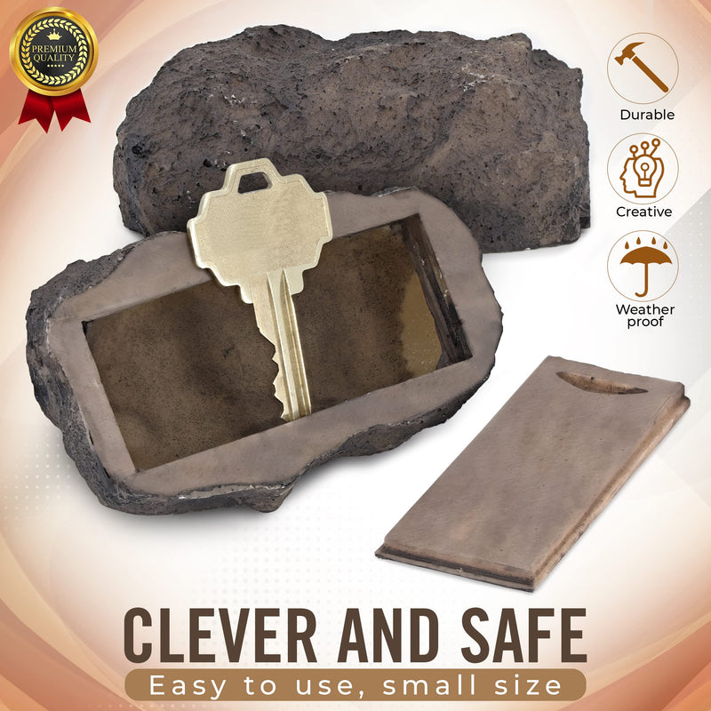  [AUSTRALIA] - RamPro Hide-a-Spare-Key Fake Rock - Looks & Feels like Real Stone - Safe for Outdoor Garden or Yard, Geocaching (1) 1 Pack New Version