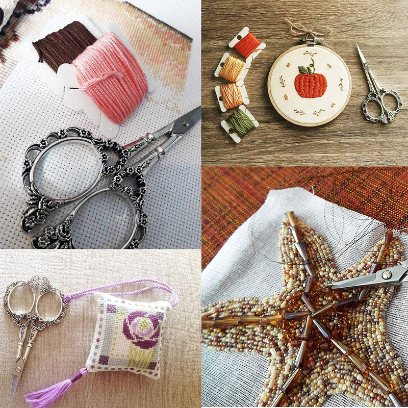  [AUSTRALIA] - BIHRTC Vintage European Style Plum Blossom Scissors for Embroidery, Sewing, Craft, Art Work & Everyday Use (Silver)