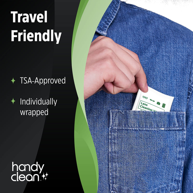  [AUSTRALIA] - HandyClean Pre-Moistened Lens Cleaning Wipes, Eyeglass Wipes, Screen Wipes, 200 ct of 6 x 5 inches Individually Packed Lens Cleaner Wipes 200 Count (Pack of 1)