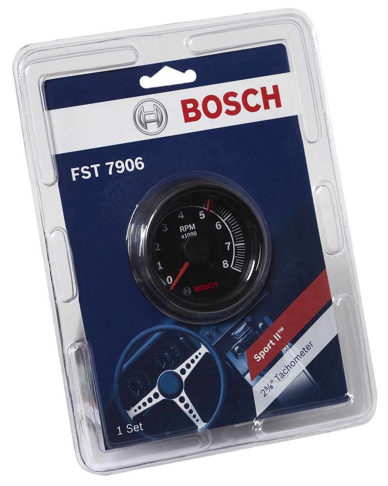  [AUSTRALIA] - Bosch SP0F000025 Sport II 2-5/8" Tachometer (Black Dial Face, Black Bezel)