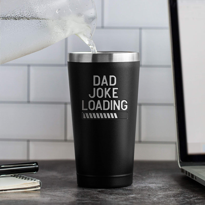  [AUSTRALIA] - Dad Joke Loading - 16 oz Black Insulated Stainless Steel Tumbler w/Lid Mug Cup for Men - Birthday Fathers Day Christmas Ideas from Daughter Son Wife - Father Dads Padre Gifts Idea Kid Children