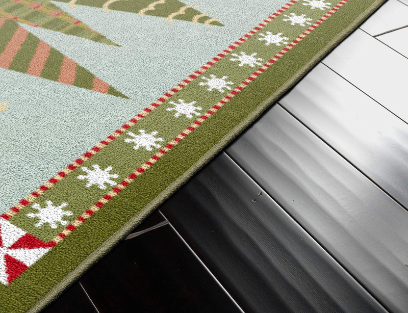  [AUSTRALIA] - Brumlow MILLS Festive Trees Washable Christmas Indoor or Outdoor Holiday Rug for Living or Dining Room, Bedroom and Kitchen Area, 20"" x34, Green (EW20555-20X34BH) 1'8" x 2'10"