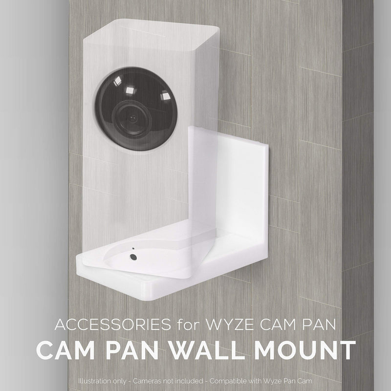  [AUSTRALIA] - Screwless Wall Mount Kit for Wyze Cam Pan, VHB Stick On - Easy to Install, Full Tilt & Pan Function, No Mess, No Drilling, Strong Adhesive Mount by Brainwavz (White) White