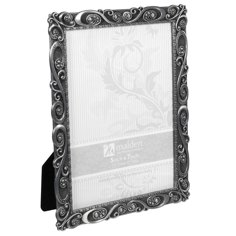  [AUSTRALIA] - Malden International Designs Morgan Pewter Metal Picture Frame, 5x7, Silver