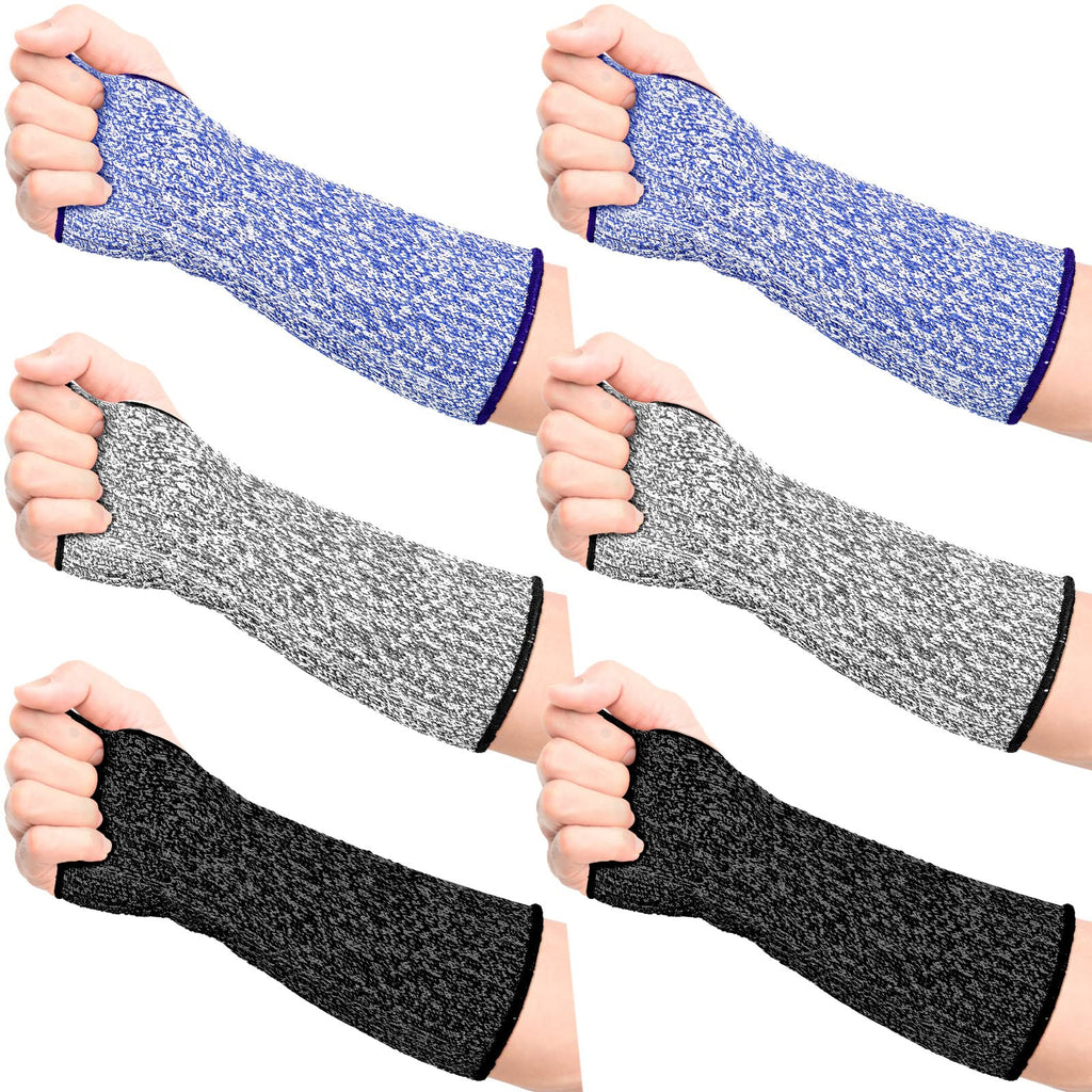  [AUSTRALIA] - Arm Guards Cut Resistant Sleeves Scratch Proof Forearm Protectors Anti Abrasion Protective Sleeves with Thumb Hole Gloves for Women Men Adults Garden Kitchen Yard Work, 3 Pairs, Black, Blue, Gray