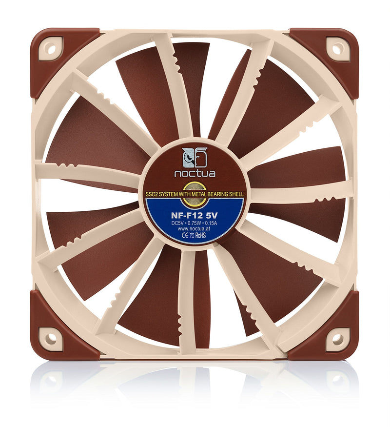  [AUSTRALIA] - Noctua NF-F12 5V, Premium Quiet Fan with USB Power Adaptor Cable, 3-Pin, 5V Version (120mm, Brown)