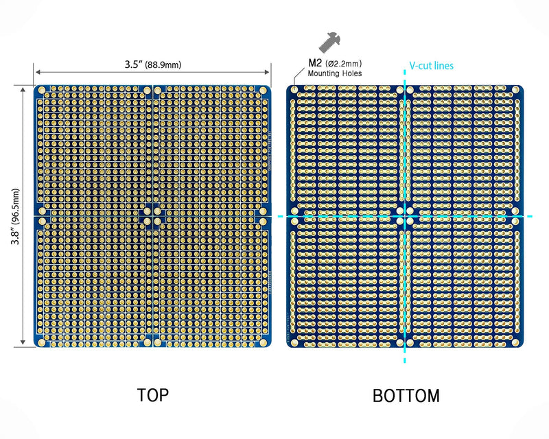  [AUSTRALIA] - ElectroCookie Snappable PCB, Strip Board with Power Rails for Electronics Projects Compatible for DIY Arduino Soldering Projects, Gold-Plated, 3.8"x3.5" (3 Pack, Blue) 1.Blue