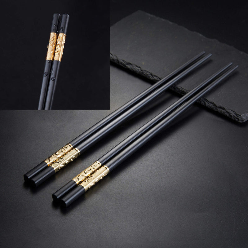 [AUSTRALIA] - Youda Chopsticks Reusable Chinese Style Dragon Chopsticks with Holder Chinese Gift Set Chopsticks Set Dishwasher-Safe (2 Pairs)