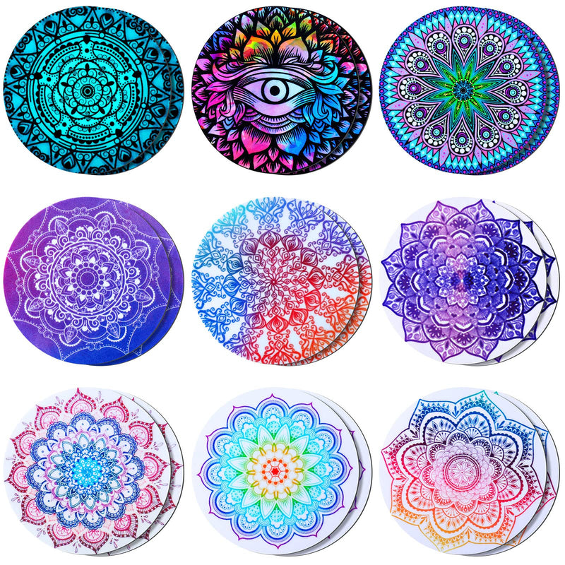  [AUSTRALIA] - 18 Pieces Phone Round Magnet Mount Metal Plate Sticker for Phone Magnet Car Magnet Holder Mount Universal Magnetic Phone Mount Plates Adhesive Metal Piece for Magnetic Phone Holder, Mandala Style