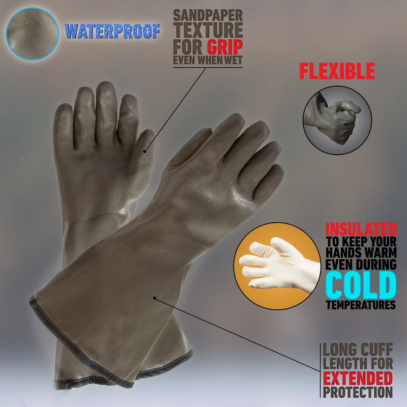  [AUSTRALIA] - Midwest 330 Extreme Cold Weather PVC Coated with Thinsulate Lined Decoy Hunting Gloves Brown